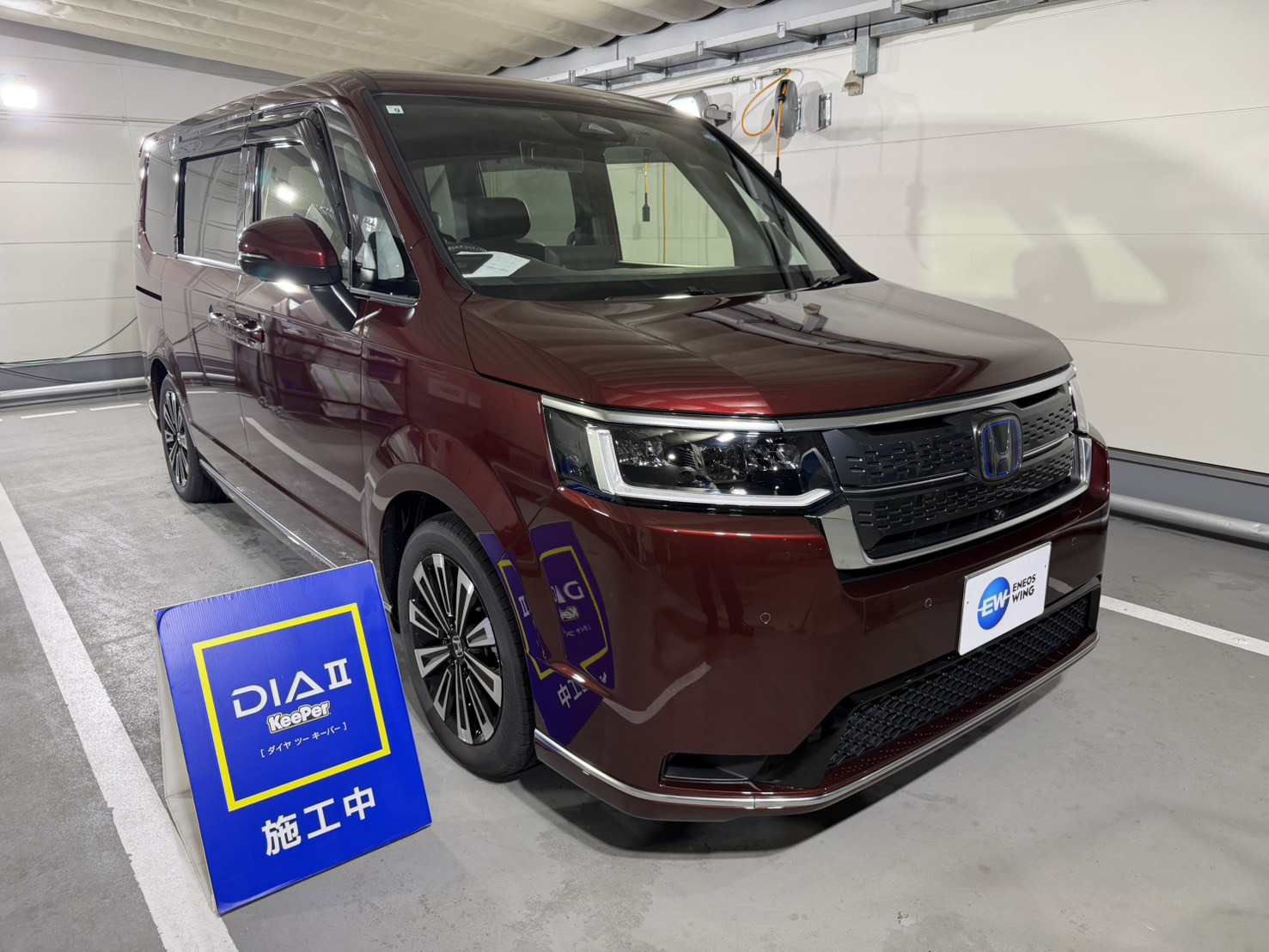 ホンダ/ステップワゴンにダイヤⅡキーパーを施工した後のツヤのあるボディ