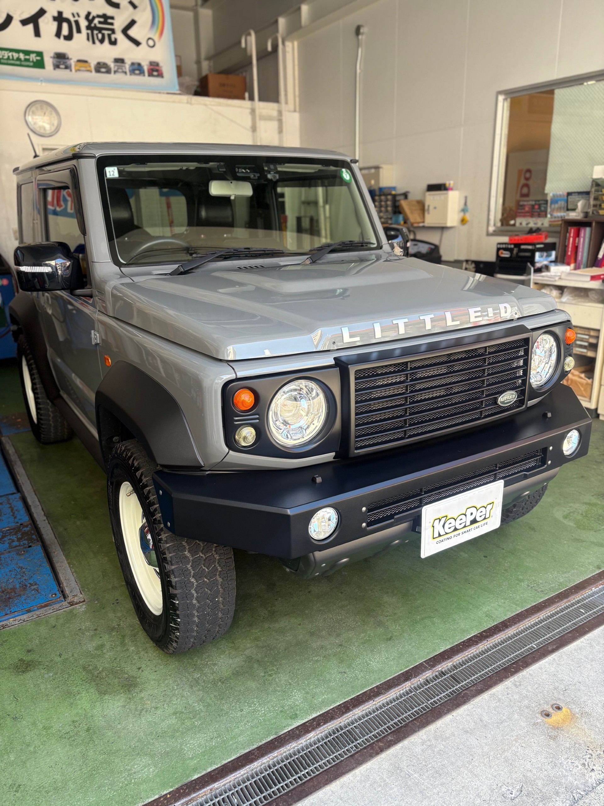 ジムニーシエラが輝く仕上がりにクリスタルキーパーと撥水コーティング施工