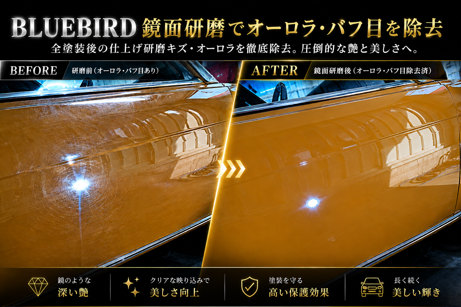 車のオーロラ傷を鏡面研磨でキレイに解消する方法✨安全点検もおまかせ！