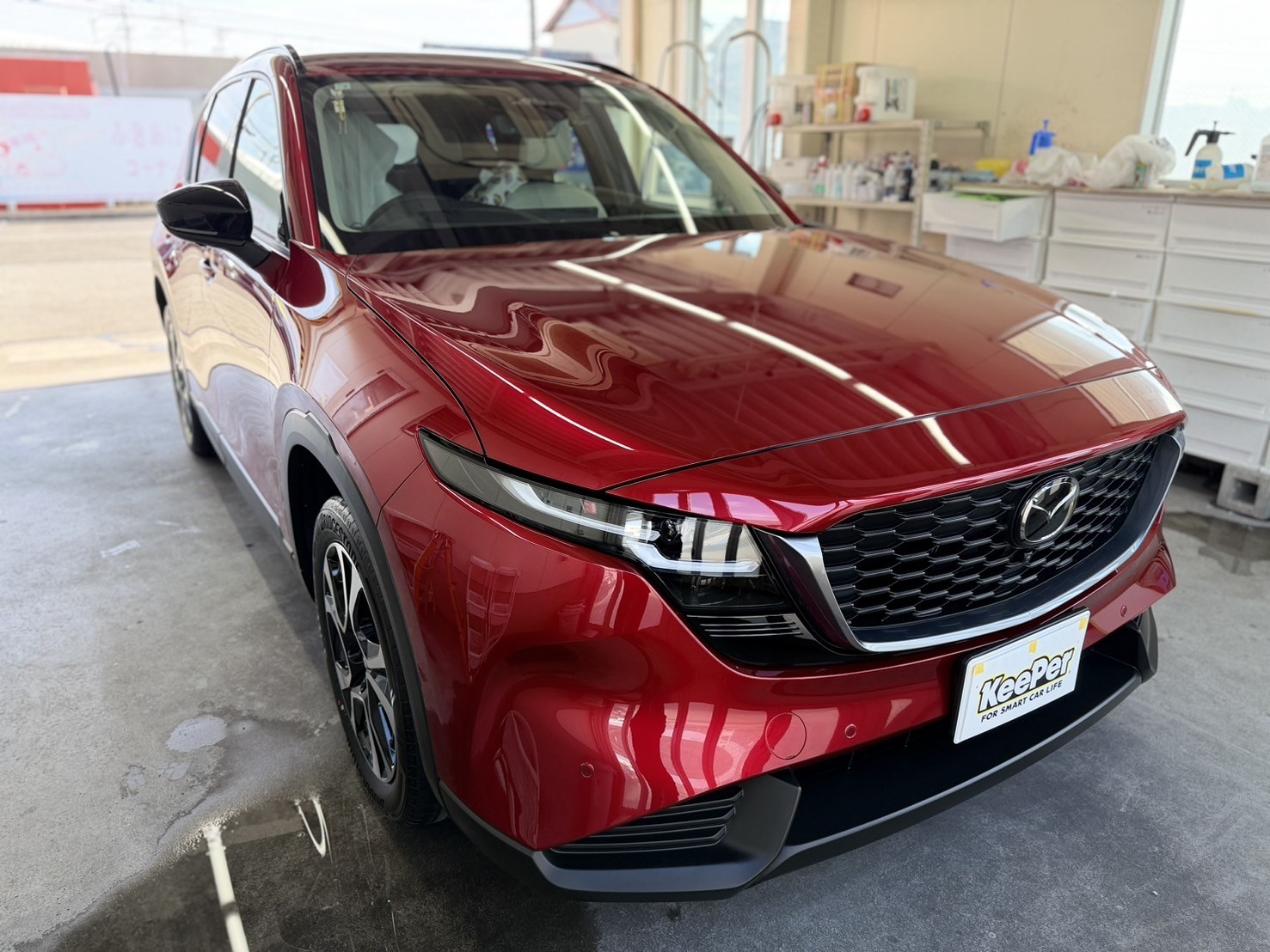 赤のCX-5にダイヤ2キーパープレミアムを施工した後の最高の輝きの写真