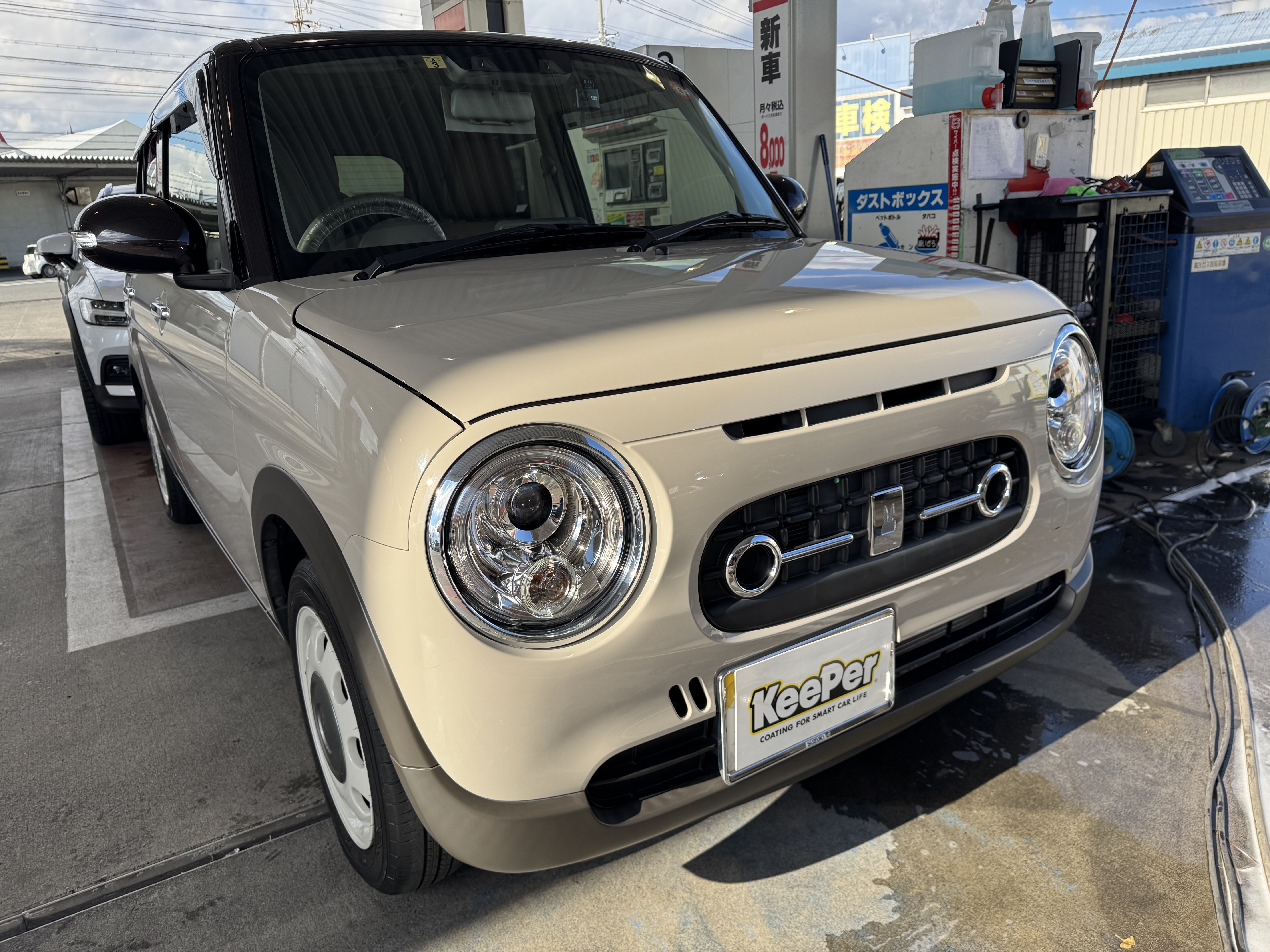 スズキラパンにフレッシュキーパー施工でツヤピカ車に✨冬も安心のガラスコーティング