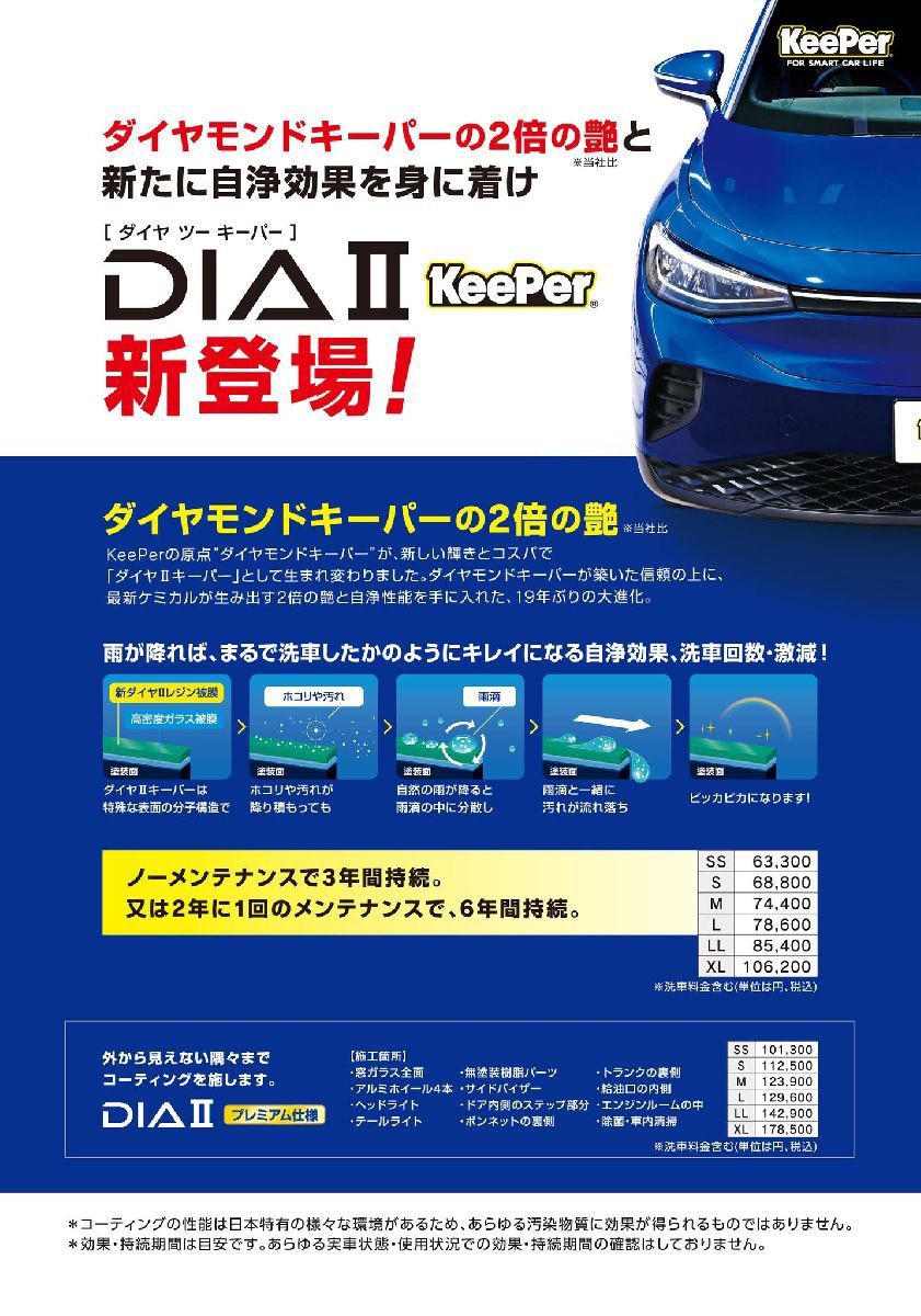 春の黄砂対策におすすめkeeperダイヤⅡコーティングで愛車ピカピカ🚗