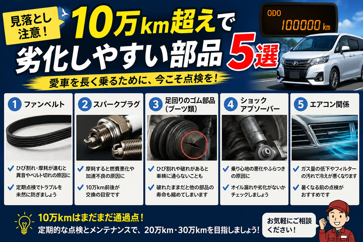     10万km超えた愛車、最近点検していますか？
