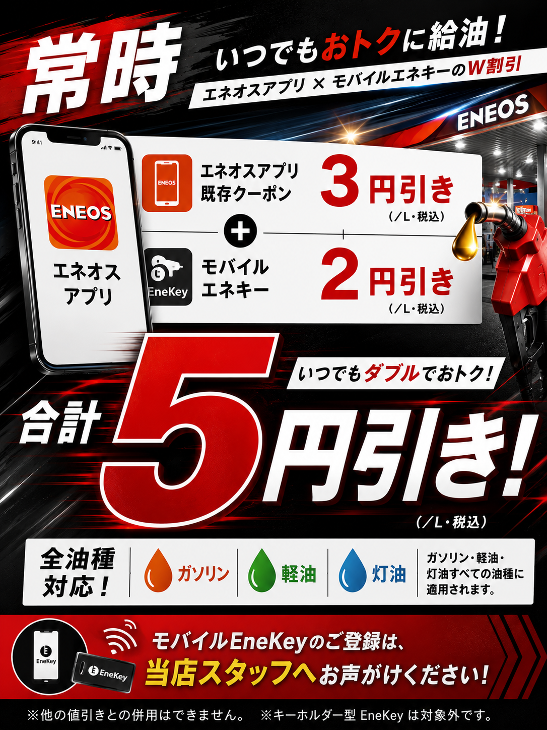 ENEOSアプリ×モバイルEnekeyのW割引