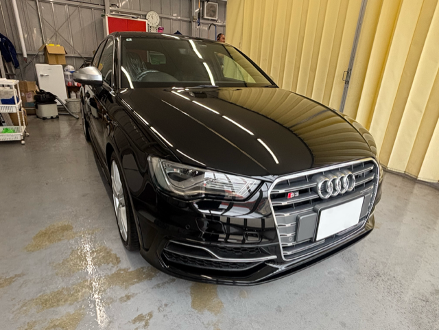 山陽道埴生インター上りTSで黒いアウディS3へクリスタルキーパーの施工後